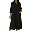 Women's -color Mid-length Loose-fitting Dress With Large Pockets And Casual