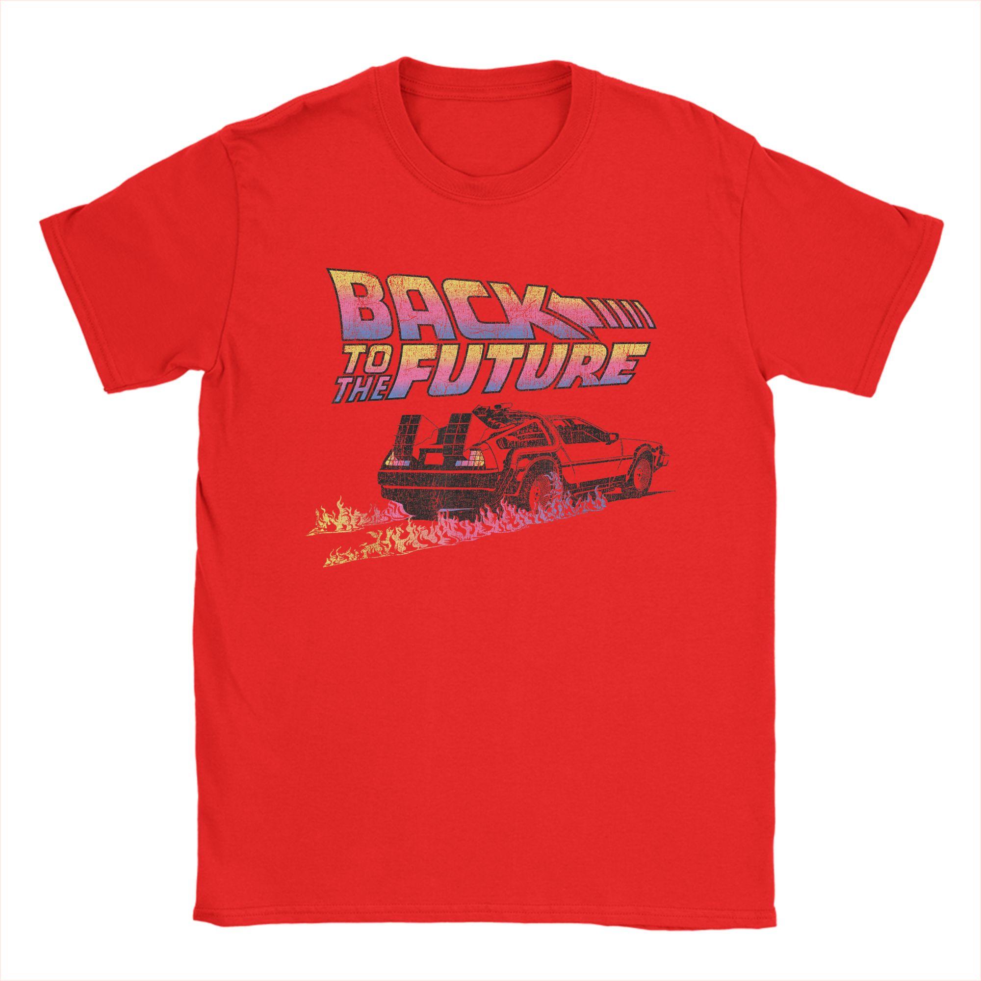 Back to The Future Delorean Flames TShirt Mens Vintage T Shirts Summer ONeck Popular Tee Shirt Dropshipping Oversized Clothing S