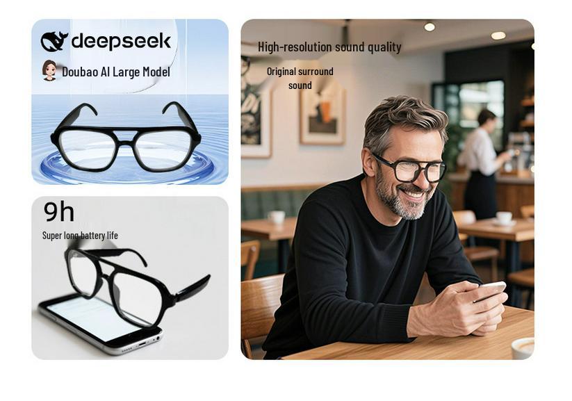 Smart Photochromic AI Glasses with Music & Call Features for Outdoor Cycling & Driving