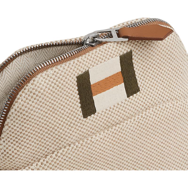 Hermes Bolide Casaque 16 Silver Buckle Cotton Travel Storage Bag Women bags Light-Gray H103970MV05