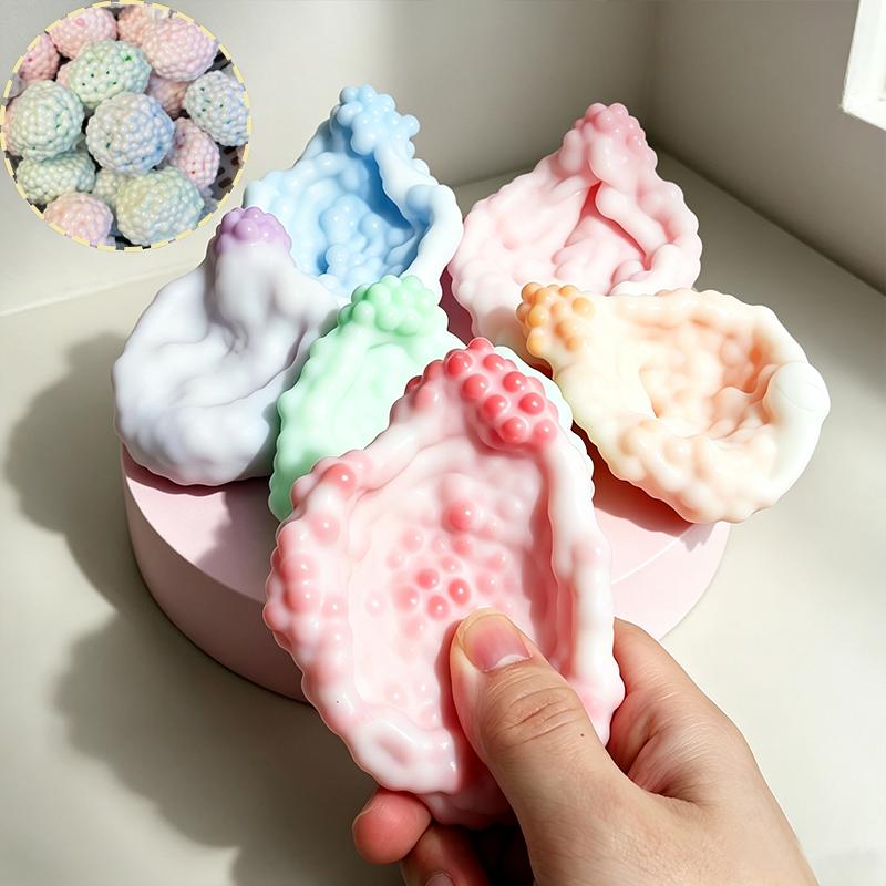 Crunchy Squishy Stress Ball Dual Texture Fidget Toy Glutinous Rice Cake Sensory Therapy Toy Healing Relax Gift