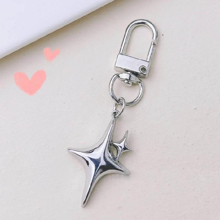 Hollow Star Charm Pendant Keychain Stylish Crystal Star Moon Keychain Car Keyring for Women Bag Ornament Backpack Decors