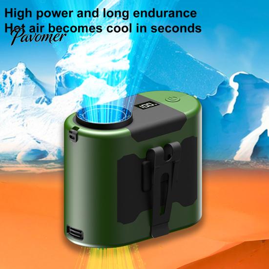 Electric Cooling Fan Waist Clip with LED Light 5 Speed Adjustable Portable 10000mAh Rechargeable Wearable Multifunctional Heatstroke Prevention Belt