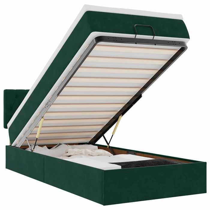 Maison Exclusive - Lit ottoman avec matelas et LED Vert foncé 90x200cm velours