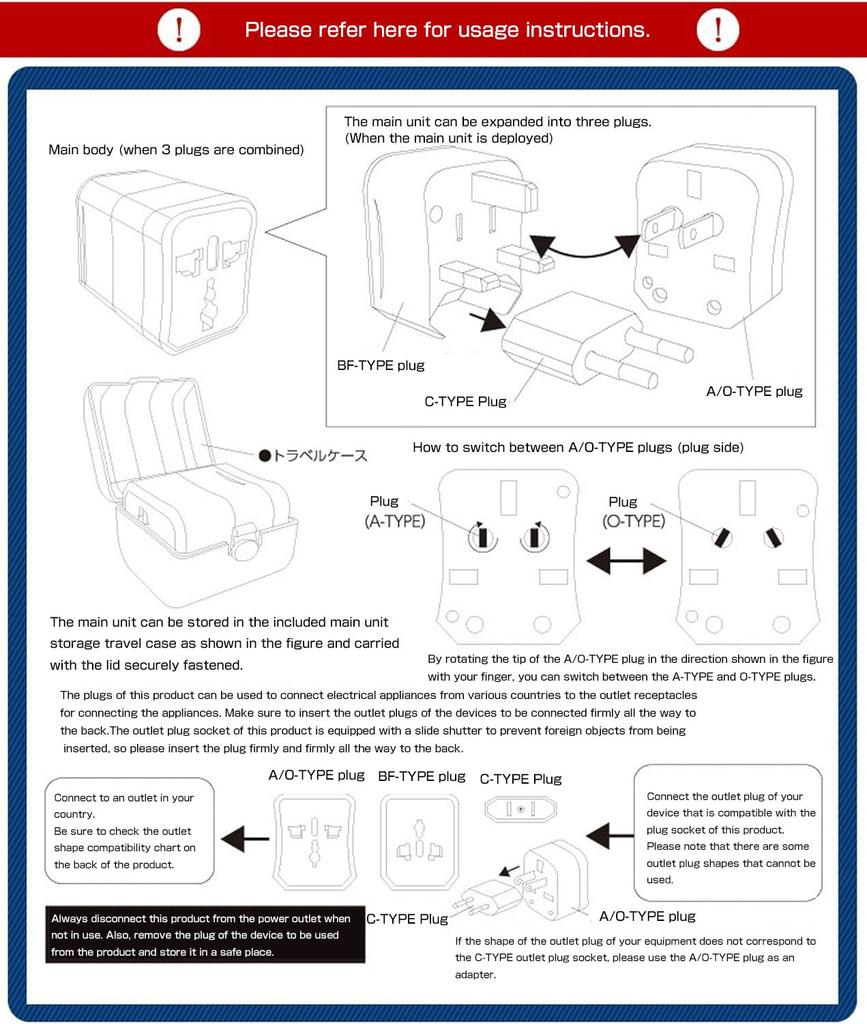 Logic Overseas Conversion Plug Outlet PLUS Compatible with 150 Countries Plug with Storage Case Compatible with Europe America Australia South Korea