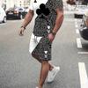 2025  New Men's Summer Leisure Sports Running Set Oversized Men's Refreshing Top Y2K Style Printed 3D Poker Pattern Fashion Set