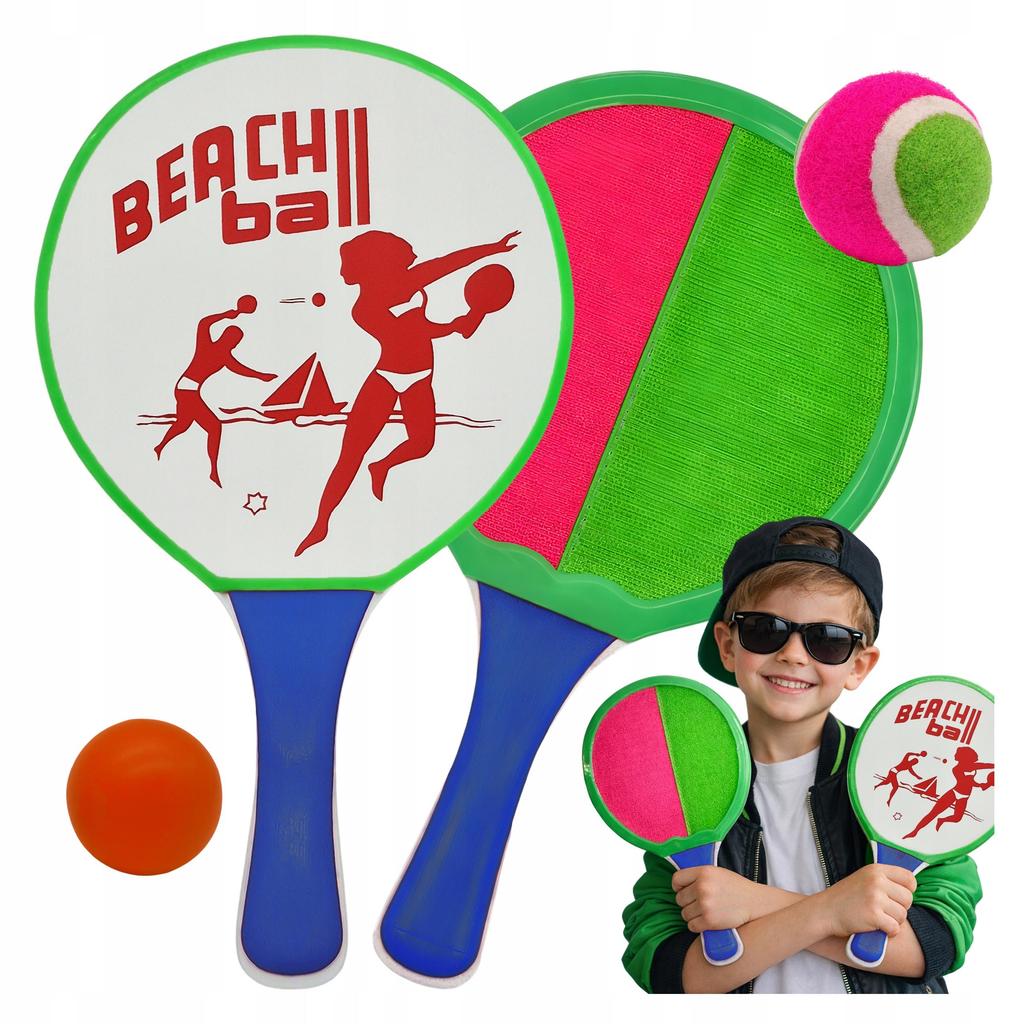 Zestaw Do Gry Rakietki Paletki 2 W 1 Catch Ball Łapacz Rzepy Dwie Piłki