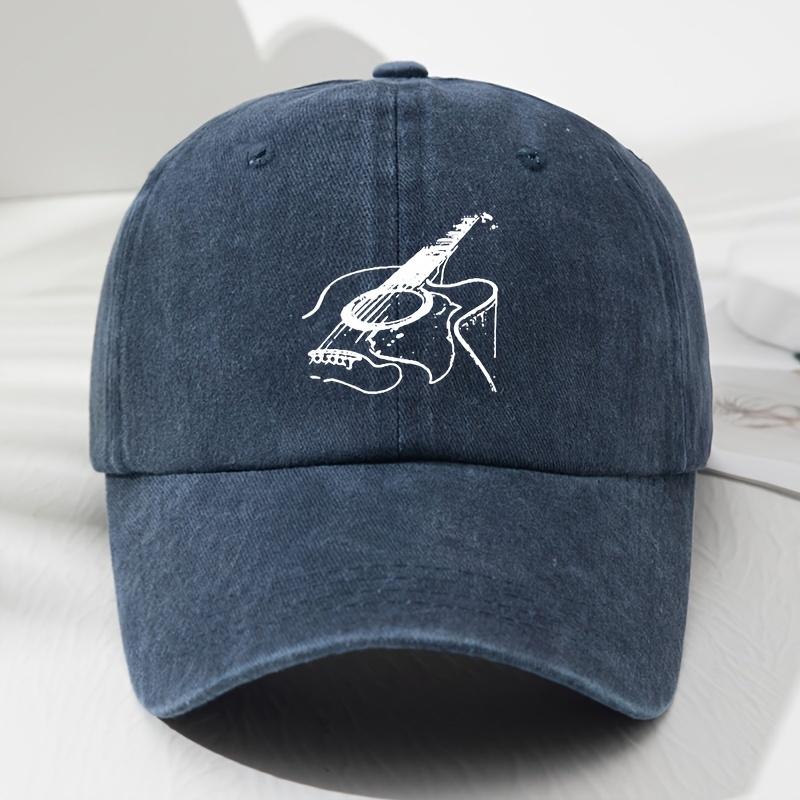 Hand Washable  100 Polyester Woven  Unisex Guitar Print Baseball Cap  Vintage Polyester AdjustableFor Any Season