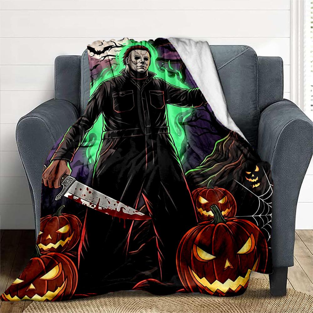 1pc Halloween Michael Myers Outdoor Blanket Lightweight Flannel, Soft & Warm, All Season Use for Sofa, Outdoor, Camping, Living Room, Office, Chair