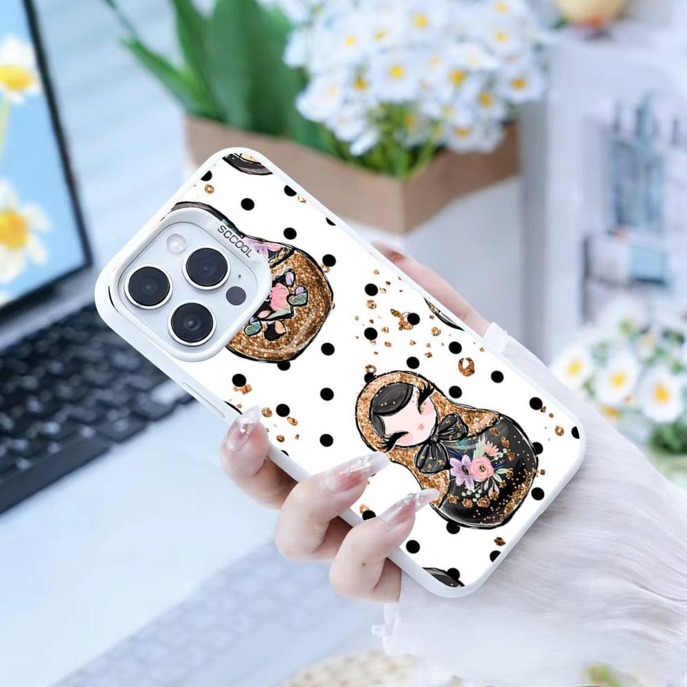 D-Russian Dolls Matryoshka Phone Case For iPhone 17,16,15,14,13,12,Pro MAX Black Matte Shockproof Cover