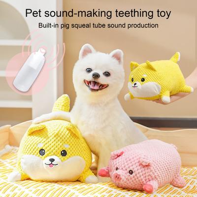 Jucărie de pluș Corgi cu scârțâit, moale, pentru mestecat, animal de pluș interactiv, jucărie pentru dentiția cățelușilor, pentru câini mici spre mari, ameliorarea plictiselii și anxietății