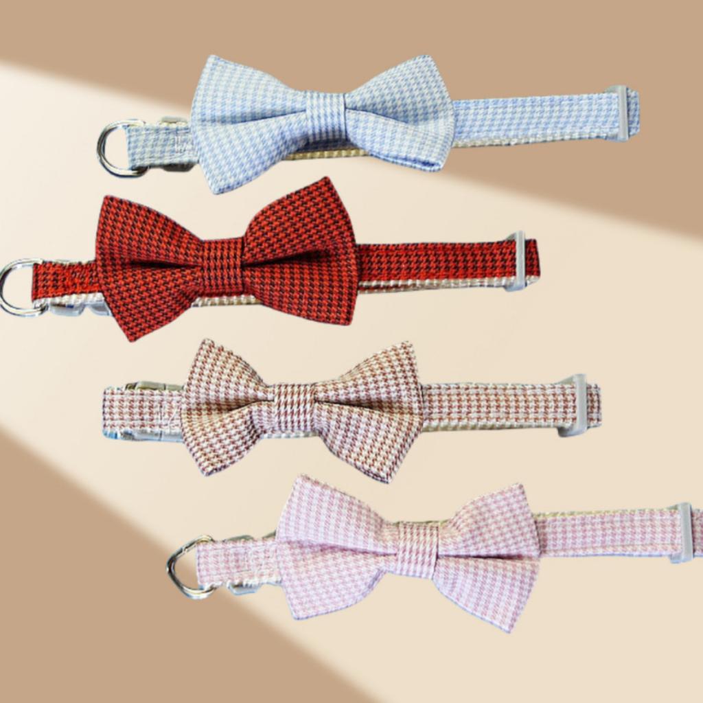 Pet Collar, Houndstooth Bow, Collar, Small And Medium Sized Cats And Dogs, Universal Non-strangulation Neck, Adjustable Dog Collar