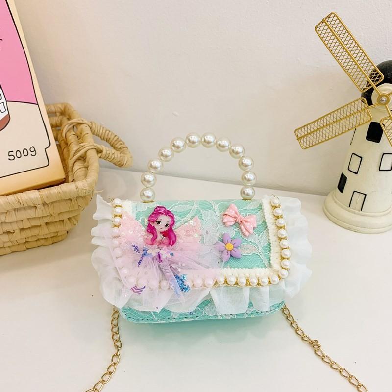 Adorable Princess Pearl Handbag For Girls With Cute Lace And Design Bow