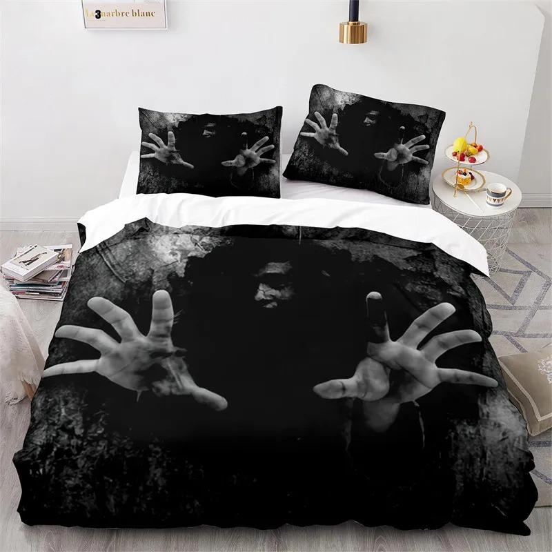 Horror Theme Spooky Bedding Set Boys Girls Twin Queen Size Duvet Cover Pillowcase Bed Kids Adult Home Textileextile