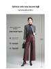 2025 Autumn/Winter Women's Black Sheepskin Leather Wide-Leg Pants