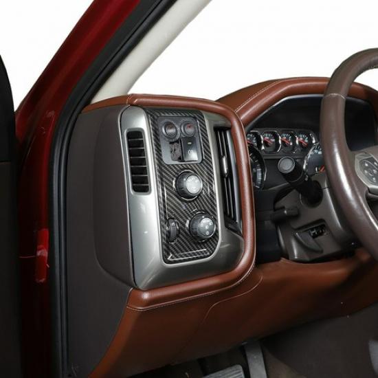 Headlight Switch Panel Trim For Chevy Silverado/GMC SIERRA 2014-18 Carbon Fiber