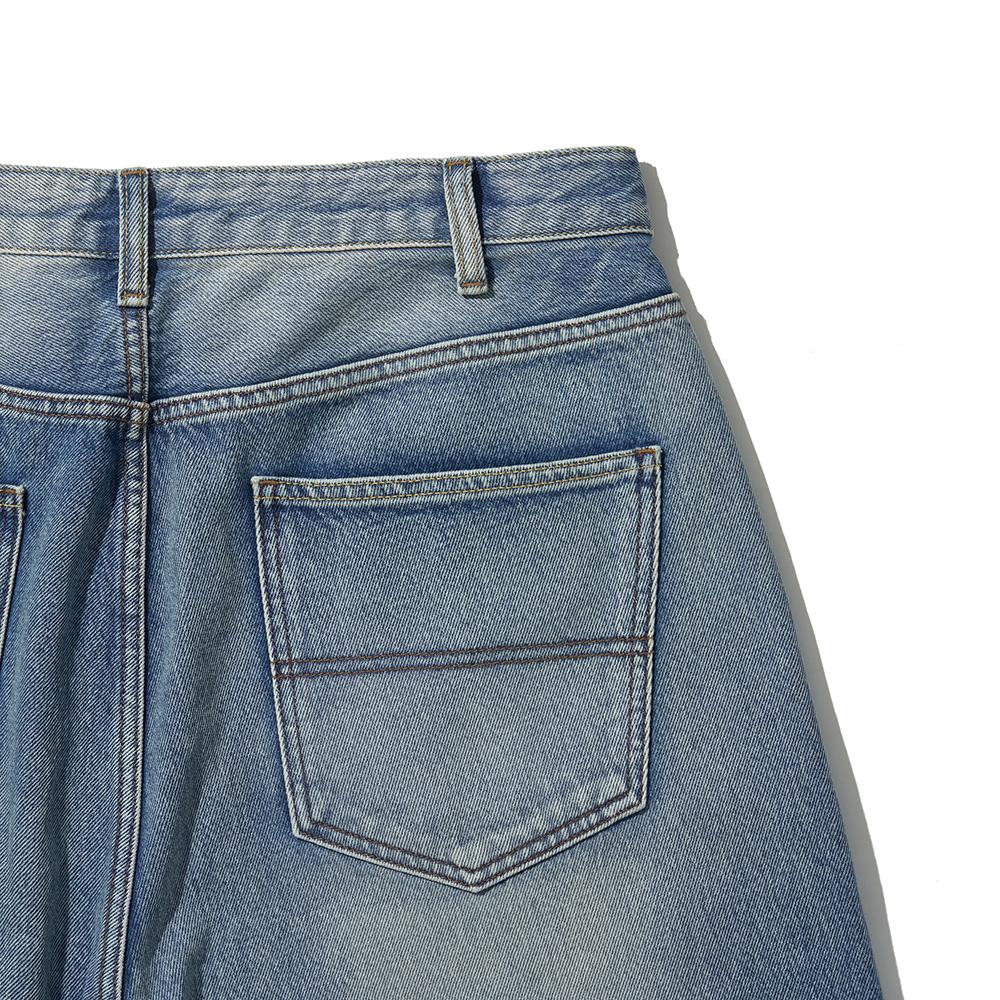 HISHANDER Washed 5P Wide Denim Pants [Light Wash]