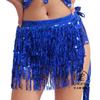 Women's Elastic Waist Sequin Fringe Mini Skirt Loose Fit Chiffon Dance Hip Scarf Belly Dance Performance Party Wrap Skirt