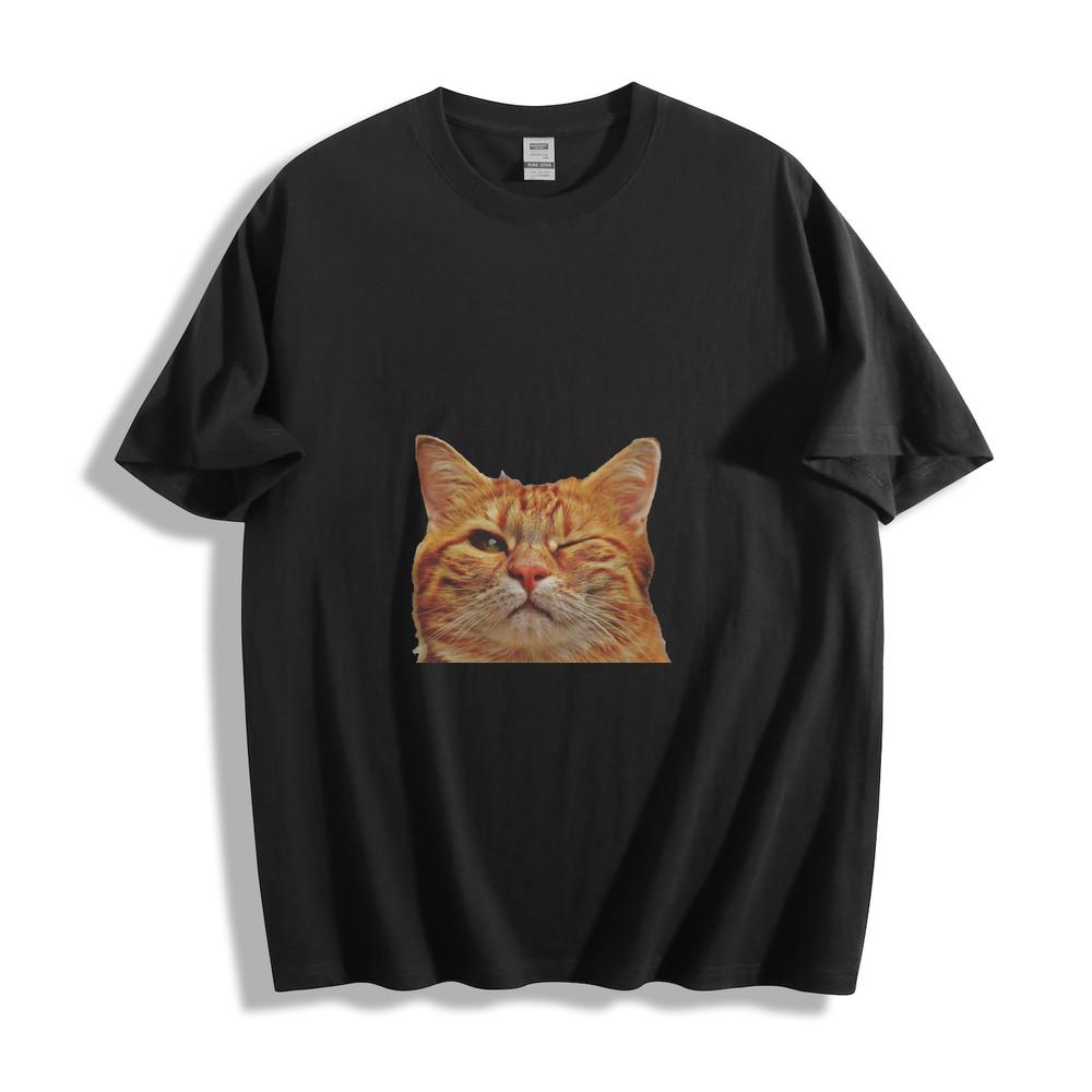 Winking Orange Cat Graphic T-Shirt