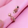 Exquisite Russian Purple Gold Shiny Peach Heart Earrings Temperament Trendy Fashion Rose Gold Plated Earrings