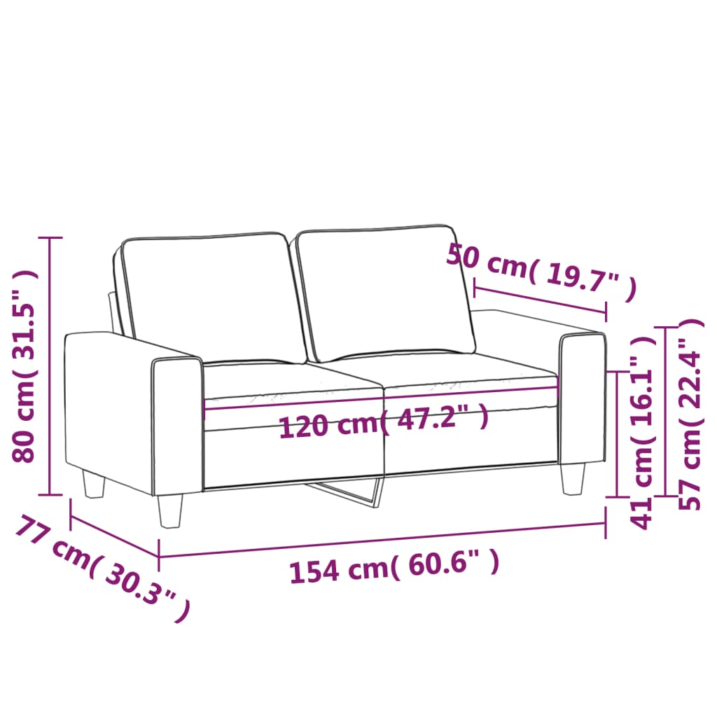 Vidaxl 2-Seater Sofa, Light Gray, 120 Cm, Upholstered In Fabric