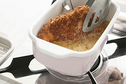 [Amazon.co.jp Exclusive] Fuji Horo Square Tempura Pot, Pink, IH Compatible, Includes Thermometer, Frying Net, and Tray, Gift Item