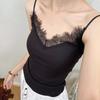 #Early Autumn New Spice Girl Wind Polished Lace Splicing Warm Sling Vest Slim One-piece Woman with Chest Pad