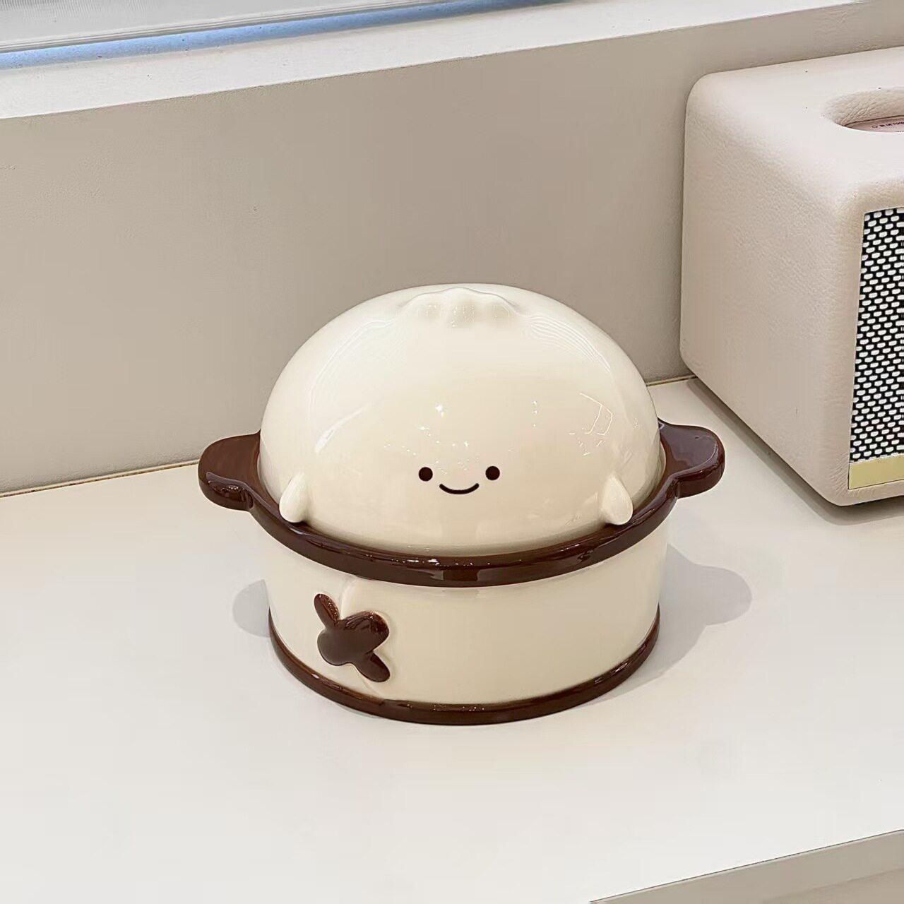 

Cute Binaural One-person Food Noodle Bowl with Lid Household Large-capacity Ceramic Anti-scalding Student Dormitory Instant