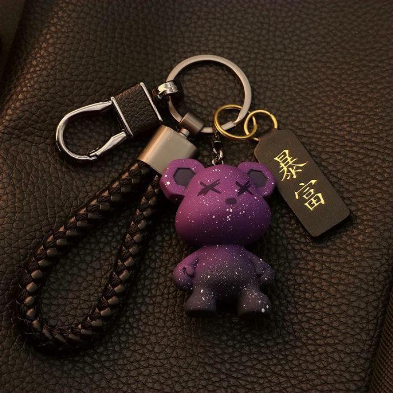 Luxury Starry Sky Teddy Bear Keychain for Couples - Cute Car Pendant for Men and Women