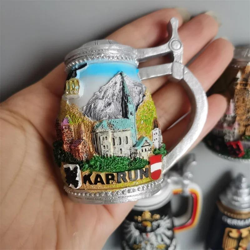 Germany Fridge Magnets Beer Mug Bavaria Munich Cochem Frankfurt Koln Salzburg Austria FINLAND Brugge Refrigerator Magnet Sticker