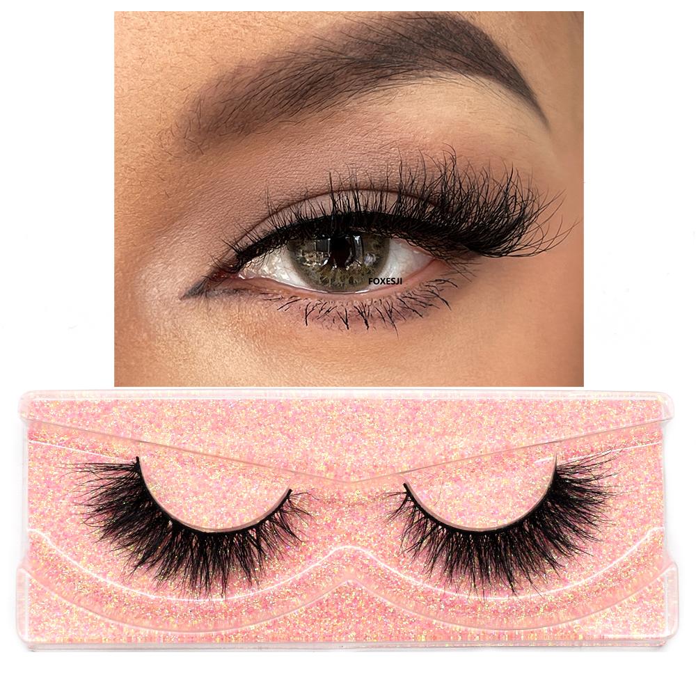 FOXESJI 3D Mink False Eyelashes Fluffy High Volume Eye Lashes Natural Wispy Full Strip Mink Eyelash Extension Bulk Lash Makeup