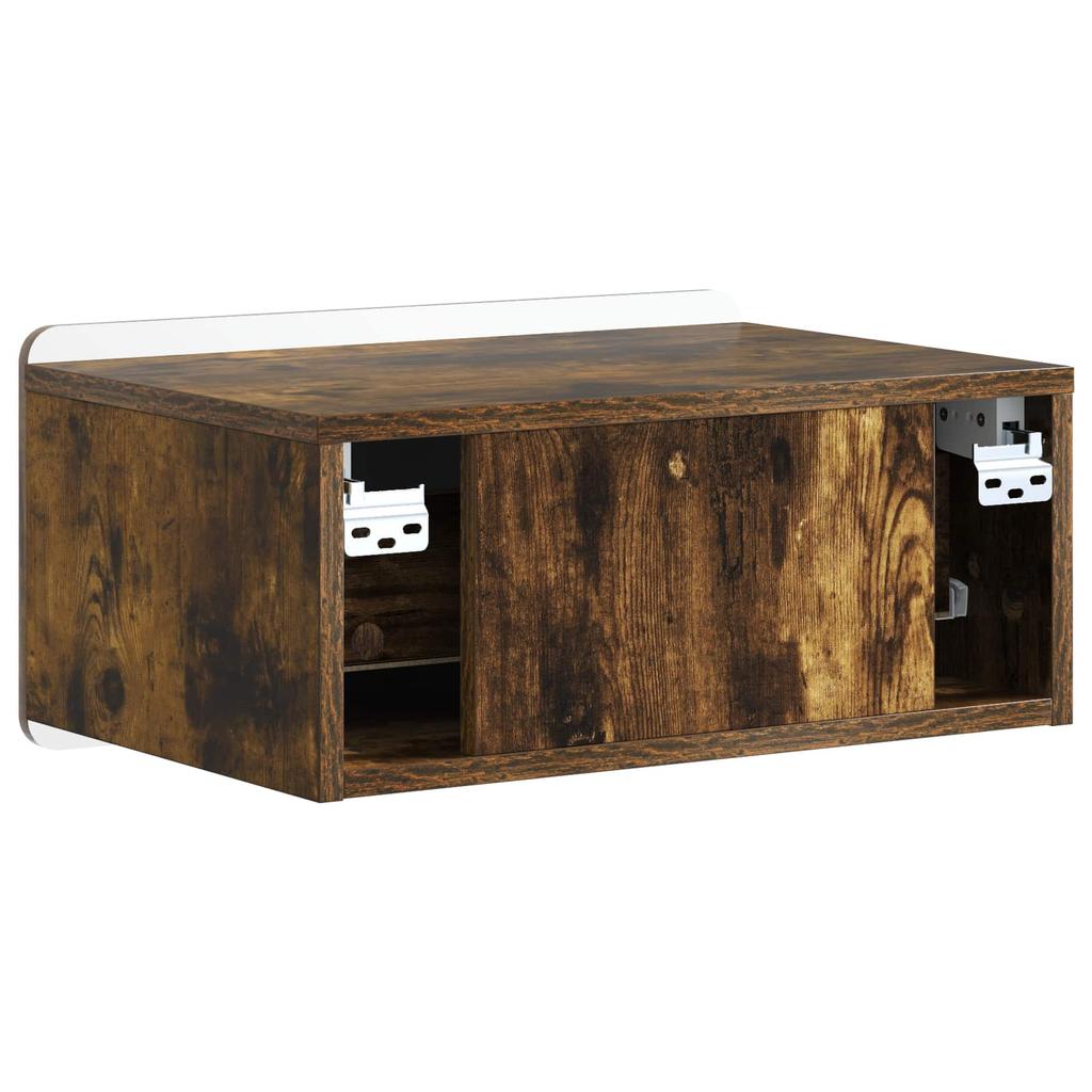 Wall Mounted Nightstand Smoked Oak 49 x 34.5 x 24 cm