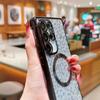 KEYSION Glitter Leopard Print Magnetic Phone Case for Samsung Galaxy S21 S22 S23 S24 S25 S26 Ultra S26+ S25 FE With Plush Lanyard Shockproof Cover