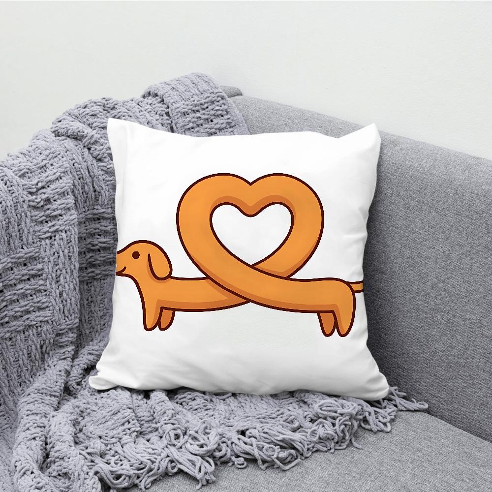 Lovely Dachshund Dog Cartoon Pillow Case Soft Cushion Cases for Farmhouse Sofa Decor Home Decorations and Protector Pillow Case
