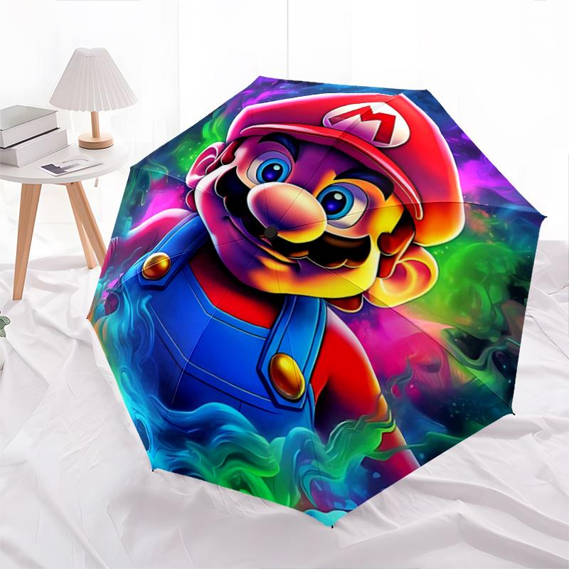 

1pc Colorful Super Mario Pattern Automatic Umbrella is Fashionable and Good-Looking, a Portable 3-Fold Umbrella, Suitable for Travel and Daily Use, a