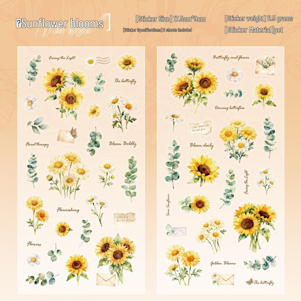 Yuxian Plant Oxygen Series Retro Plant Stickers for Journals - 2 Sheets, 4 Styles
