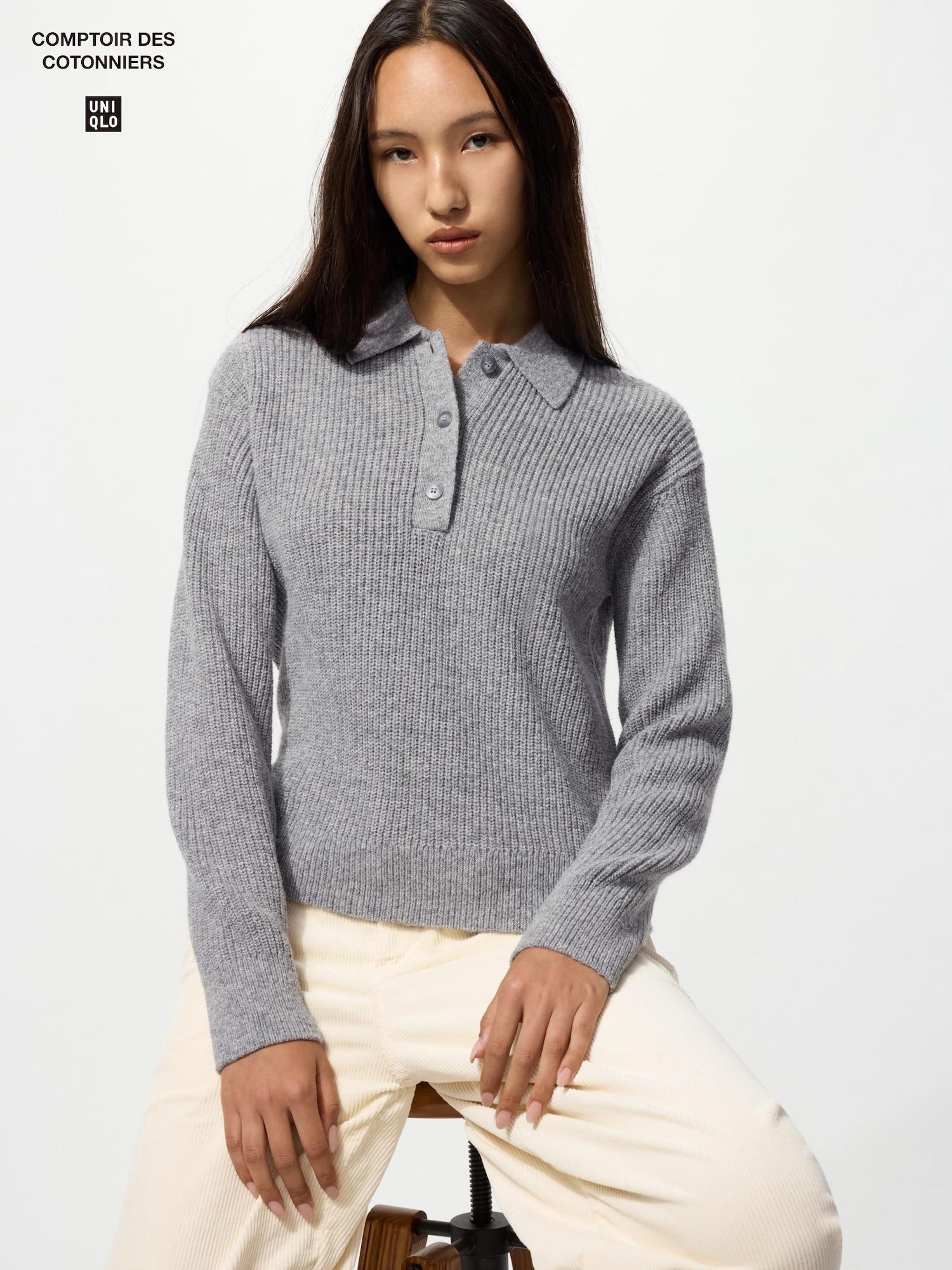 

Свитер-поло из смесовой шерсти Uniqlo 02 LIGHT GRAY/WOMEN S