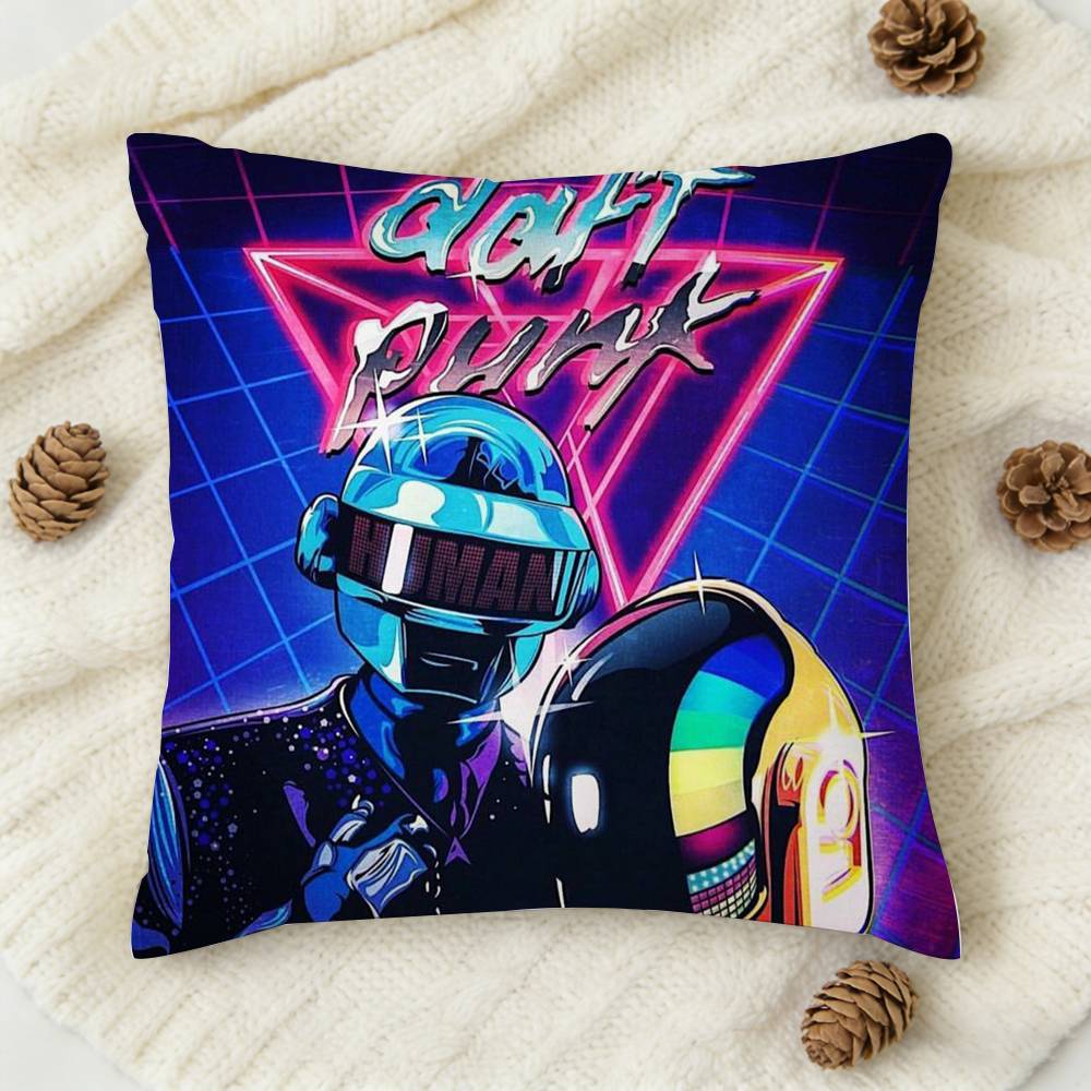 DDaft Punk Random Access Memories Doublesided Printed Square Decorative Cushion Cover for Sofa Living Room Home Decor