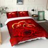 Romantic Red Rose Heart Bedding Set - Includes Duvet Cover & 2 Pillowcases