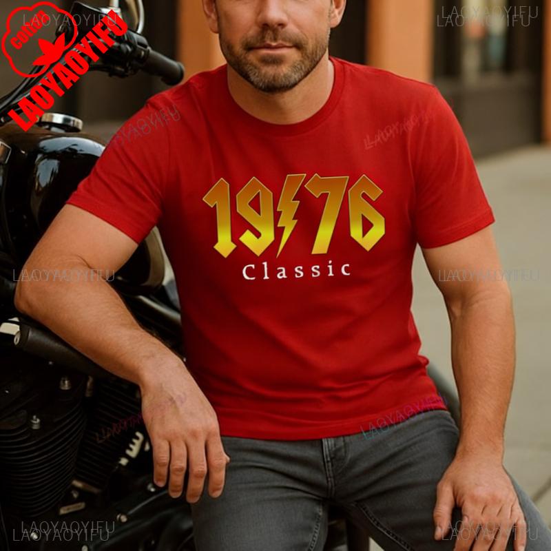 50th Birthday Born in 1976 Tshirt Classic Rock Legend Gift for Men Dad Grandpa Turning Fifty Tee Gen X Bday Graphic T Shirts S