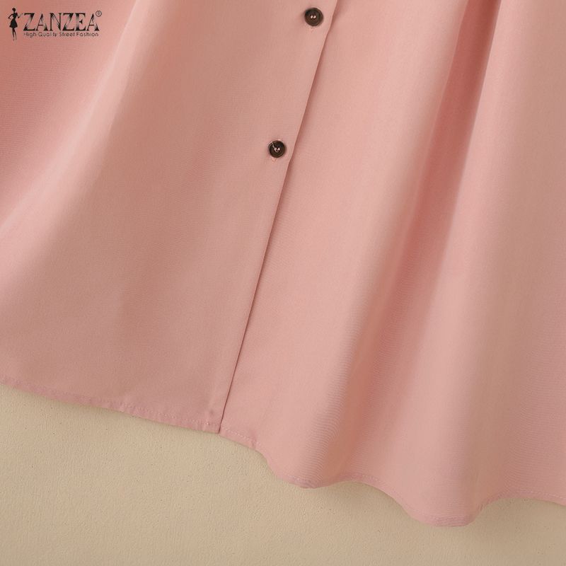 ZANZEA Women Casual V-Neck Solid Color Short Sleeve Dress