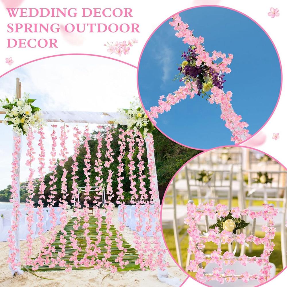 180CM Artificial Sakura Flowers Vine Wedding Garden Roses Arch Home Room Party Decorations Festival Bridal Fake Silk Plants Gift