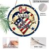 2D Flat Retro Round Aluminum Wall Hanging, Independence Day Heart Flag Design, Indoor Outdoor Wall Decor, Commemorative Gift for Home Bar Cafe