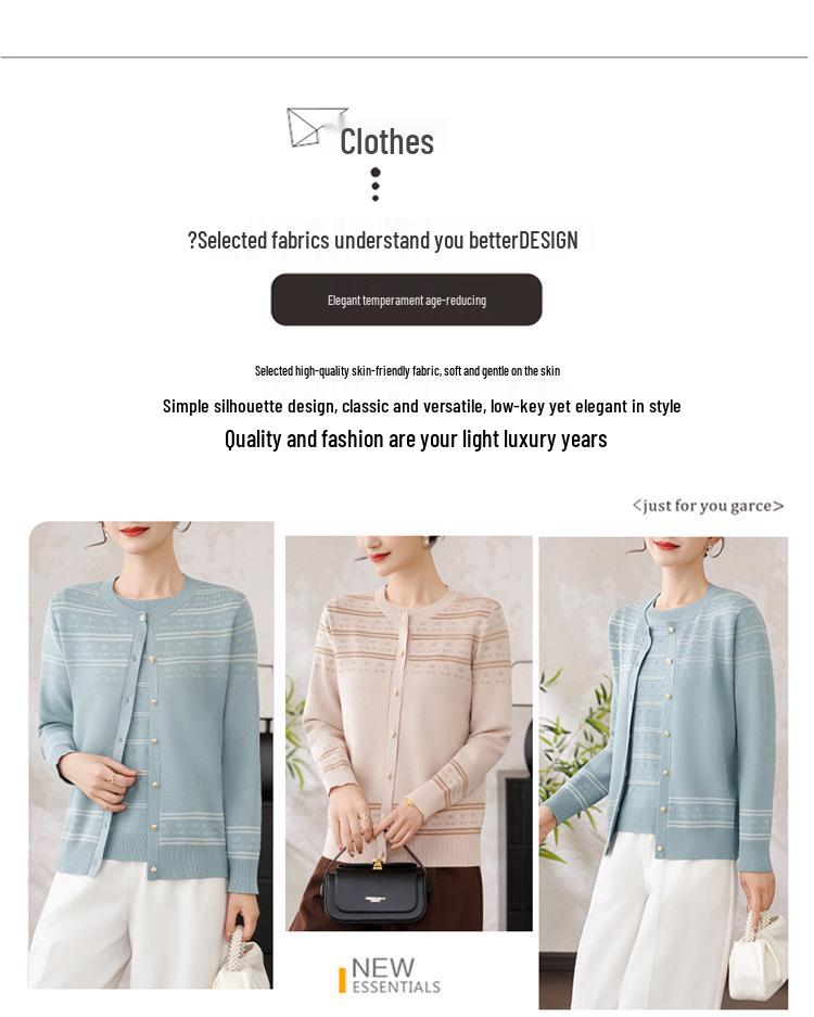 Mom's Spring Knit Stripe Two-Piece Set: New 2026 Style, Middle-Aged Women's Summer Short Sleeve, One Top Three Ways