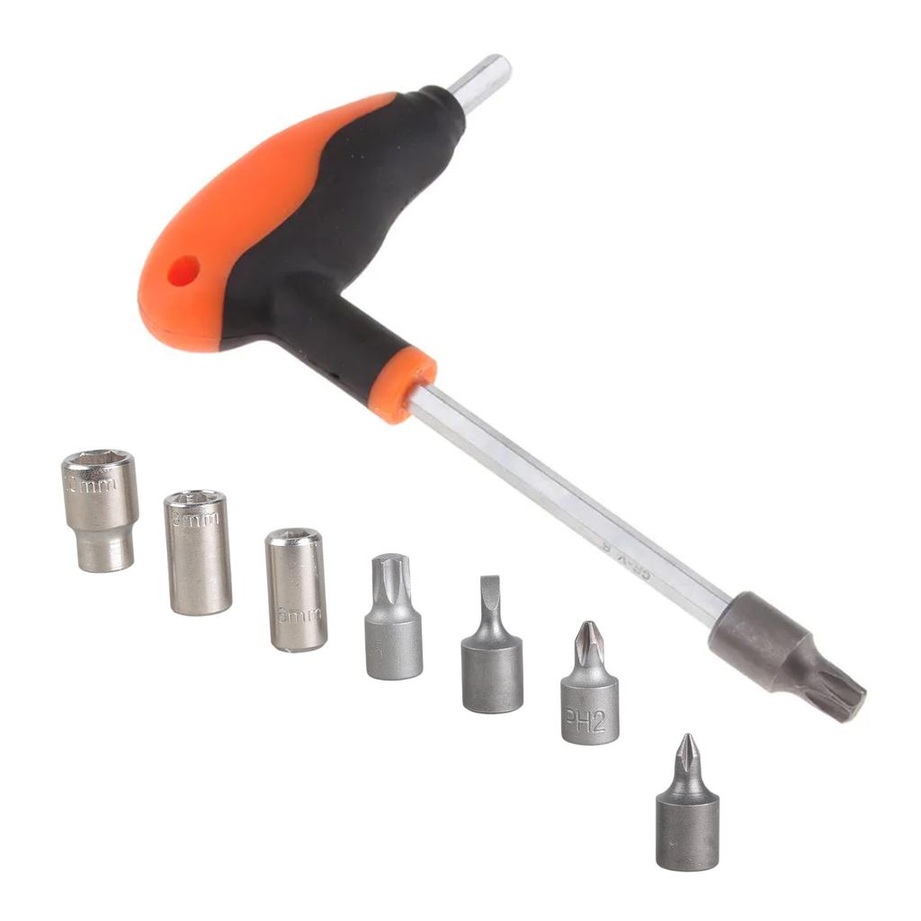 T-wrench Tools with 6/8/10/45mm TX-Star Bit Socket 60029070300 Multifunction Metal T-shaped Wrench Hand Tools