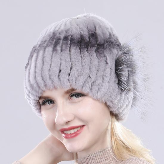 New Knitted Rex Rabbit Fur Hat For Women Winter Warm Natural Fur Hats Thick Outdoor Girl Fashion Real Rex Rabbit Fur Caps