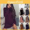 Elegant Women's Warm Knitted Jumper Mini Dress With High Neck Chunky Sweater Top