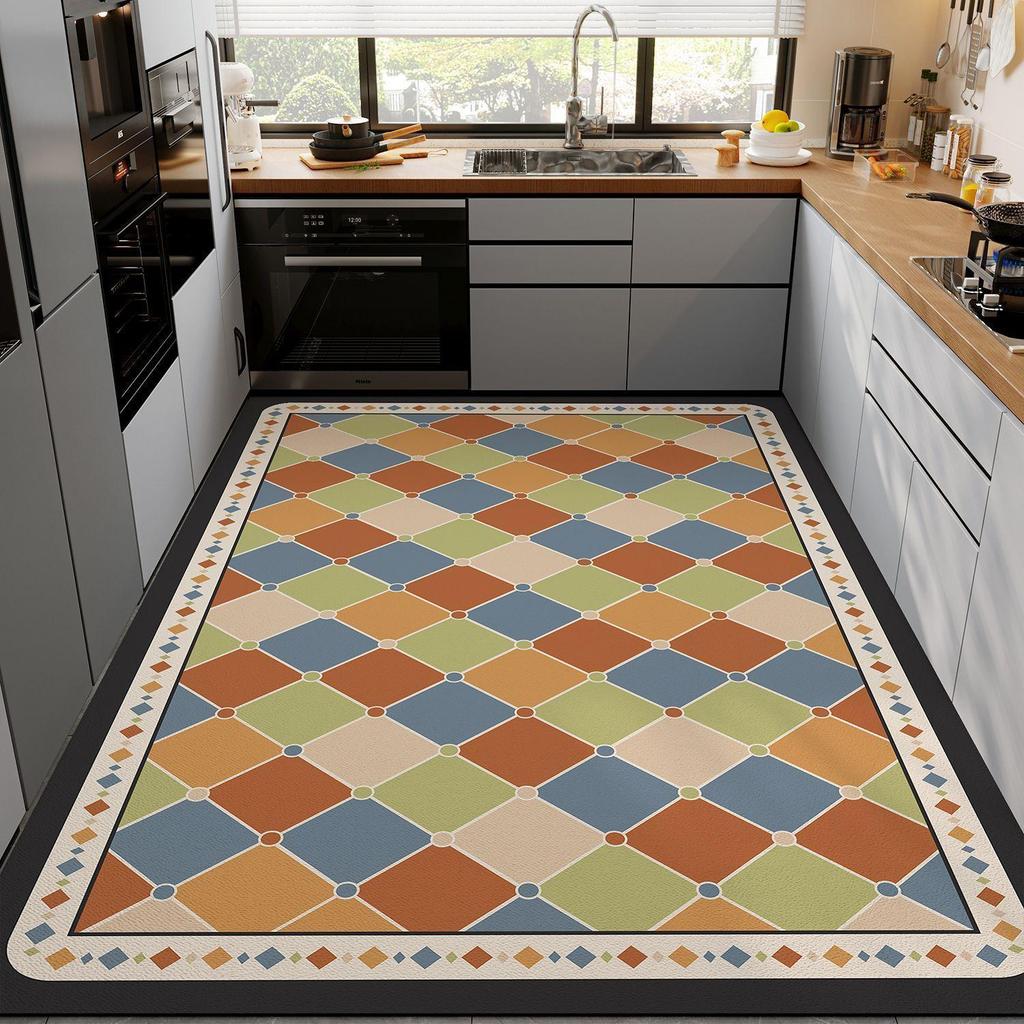 Kitchen diatomaceous earth mat non-slip oil-resistant water-absorbing wipeable, wash-free stain-resistant waterproof wall-to-wall carpet