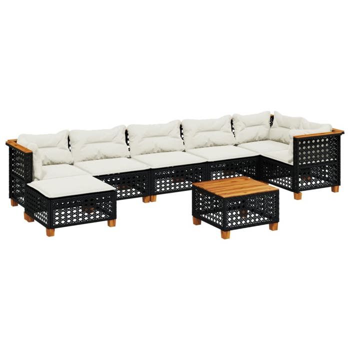 VidaXL Salon de jardin 8 pcs avec coussins noir résine tressée, ensemble de canapés d'extérieur, salon de jardin, ensemble 3261932