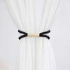 Magnetic Curtain Tieback, Cotton Linen Rope Curtain Holdback with Wood Buckle for Drapes, Decorative Tie Backs for Bedroom, Boho Room, Nursery,
